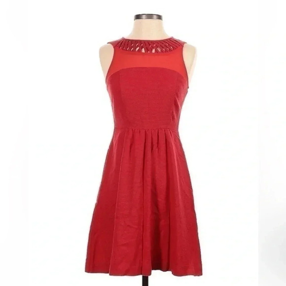 Anthropologie | Maeve Red Fit & Flare Sleeveless Cocktail Party Dress Size 0 XS - Picture 2 of 3